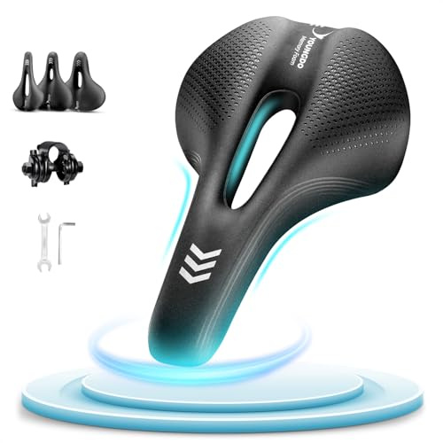 YOUNGDO Fahrradsattel, Bequemer & Ergonomischer Fahrrad Sattel, Neues Modell, Verbesserte Wasserdichtigkeit, Memory-Foam, Atmungsaktiv, Stoßdämpfend, für Herren & Damen(MTB)