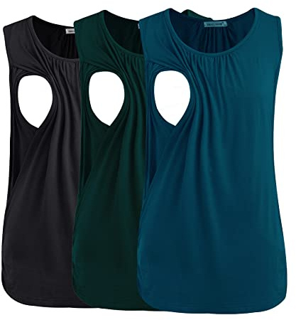 Smallshow 3er Pack Umstands-Still-Tanktops Ärmellos Stillen Tops Damen Stilloberteile