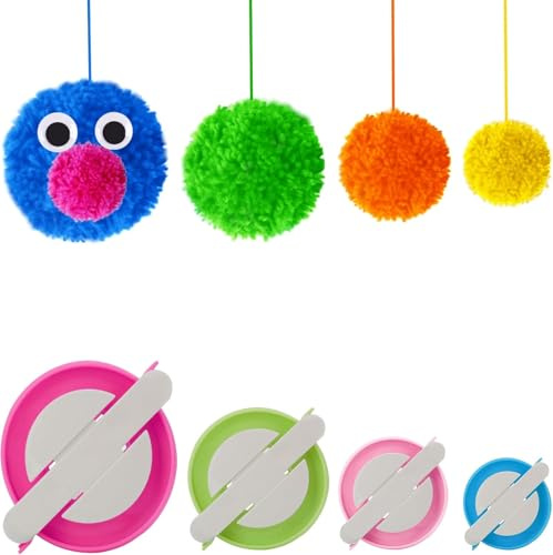 KNEWMART Pompom Maker,4 Größen Bommel Maker Groß Set Fluff Kugel Weber DIY Handwerk Pompom Making Kit (4)