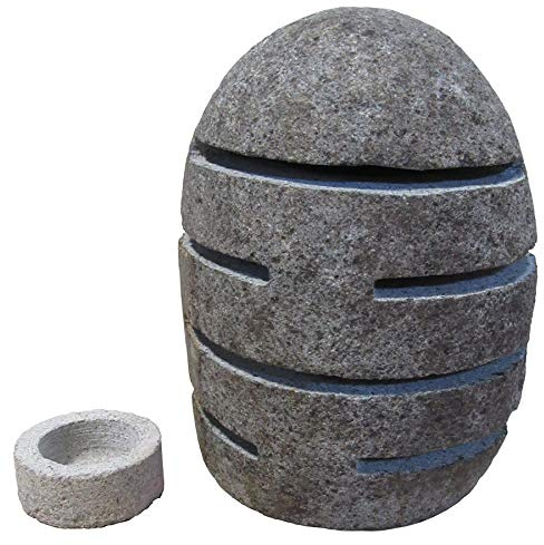 STONE art & more Exklusive Steinlaterne mit Leuchtschlitzen, H 20-25 cm, Teelichthalter, Steinmetzarbeit aus Flussstein
