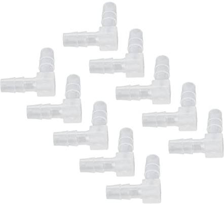 Schlauchverbinder Winkel, 10 Stück Kunststoff Ellbogen Schlauchnippel 90 Grad Winkel L Anschluss, Schlauch Verbinder Union Tropfschlauch Schlauchadapter (6mm)