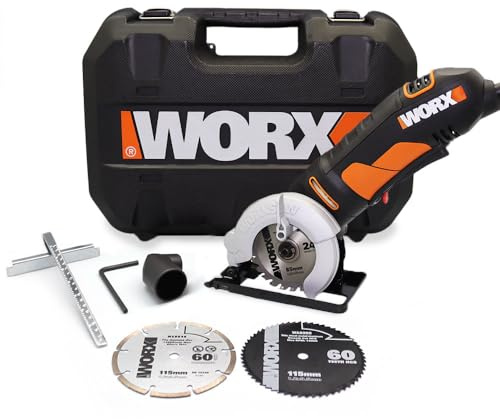 WORX WX423.1 Kompakte Kreissägen 400W - Leerlaufdrehzahl 3600/min - 27mm Schnitttiefe - Einhand-Bedienung - schnelle Tiefeneinstellung - Spindelarretierung - Sicherheit durch Alu-Sägeblattschutz