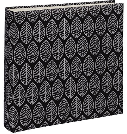 Hama Fotoalbum La Fleur (Jumbo Album mit 100 weißen Seiten, für 400 Fotos im Format 10x15, Blätter-Muster, 30x30) XXL Fotobuch schwarz