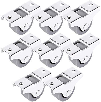 (Packung mit 8 Stück) 25 mm Gummirollen-Set aus Kunststoff, drehbar, Doppelrollen, Metall mit Platte, für Möbel, Geräte & Ausrüstung, kleine Mini-Rollen