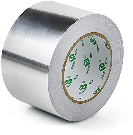 BOMEI PACK 75mmx50 Meter Aluminium Silber Klebeband Dichtband Band zum Reperaturband Alu Tape hitzebeständig und selbstklebend Aluminiumklebeband