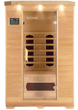 Home Deluxe – Infrarotkabine REDSUN M – 120 x 105 x 190 cm - für 2 Personen, 5 Keramikstrahler – Holz: Hemlocktanne I Infrarotsauna, Sauna, Wärmekabine, Infrarot
