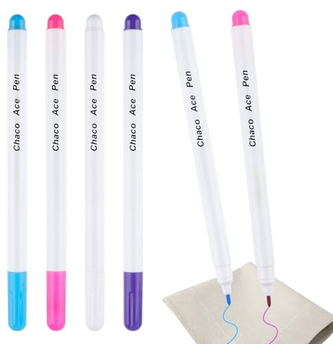Neerow Trickmarker Nähen, 4 Stück Schneiderkreide, Selbstlöschend & Wasserlöslich Stoffmarkierstift, Nähen Zubehör für Kleidungsstücken Schneiderei Handarbeiten (4 Farben
