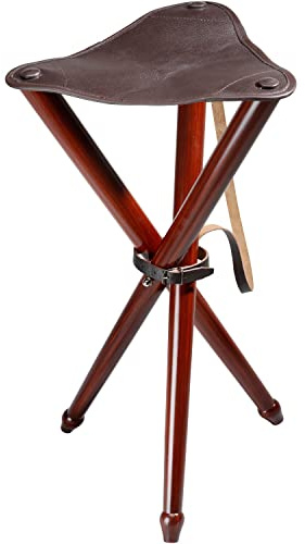 Wald & Forst Dreibein Sitzstuhl mit Leder