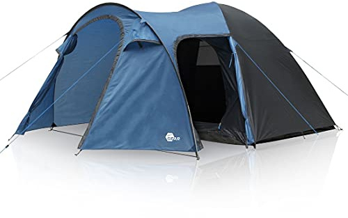 your GEAR Zelt Cetona - 4 Mann Campingzelt mit dunkler Schlafkabine, Kuppelzelt mit 3000 mm Wassersäule, Wohn-/ Vorraum, 2 Eingänge und Stehhöhe, wasserdichtes Festivalzelt