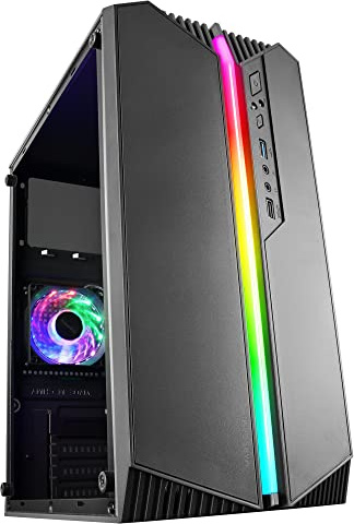 Mars Gaming MC-S1, Gehäuse PC Micro-ATX Ultra-Kompakt, 12-Mode ARGB Frontbeleuchtung, FRGB Lüfter, Full Side Window Gaming Gehäuse, Unterstützt Flüssigkeitskühler bis 120mm, Schwarz