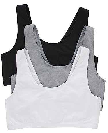 Hanes Baumwoll-Bralette mit weitem Rundhalsausschnitt, Bauchfreies Top für Damen (3er-Pack)