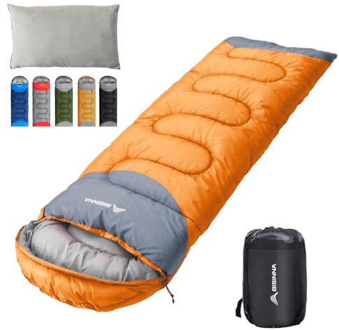 BISINNA Schlafsack 1.9kg 4 Jahreszeiten Wasserdichter Warmer Deckenschlafsack mit Kompressionssack für Erwachsene, Damen, Herren Outdoor Camping, Wandern, Rucksackreisen