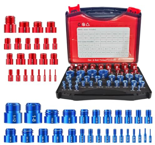 Gewindelehre 52-Teiliges Thread Checker Satz, Gewindeprüfer Abnehmbar | Aluminiumlegierung Schrauben Gewinde Prüfer Set, 28 Zoll 24 Metrisch für Schrauben und Muttern Präzise Identifikation