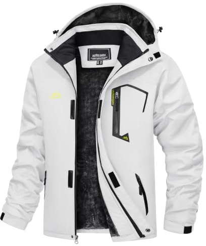 TACVASEN Herren Winter Wasserdichte Winddichte Winterjacke Warme Fleece-Futter Ski Regenmantel mit Kapuze