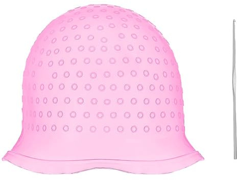 Silikon Haarfärbehut, Rosa, mit Stahlnadel,Waschbar, wiederverwendbar
