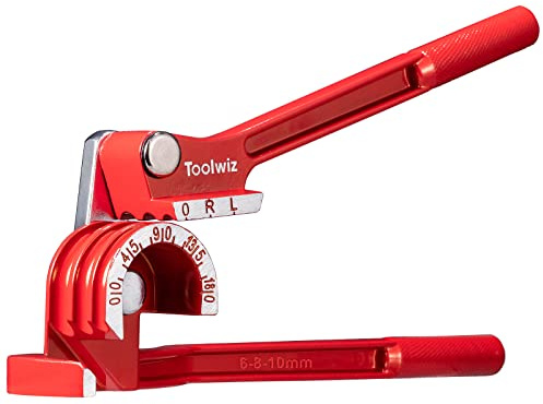 Toolwiz Rohrbiegegerät 3-in-1 Bremsleitung Biegewerkzeug 6-8-10 mm Rohrbieger 0-180 Grad manueller biegezange für Aluminium Messing Kupferrohr Dünnes Hohlrohr - Rot