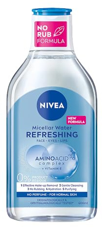NIVEA Hydra Skin Effect Mizellenwasser (400 ml), pflegendes Hyaluron Mizellenwasser für eine gründliche Gesichtsreinigung, Make-Up Entferner mit purem Hyaluron [HA]