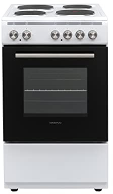 Daewoo F5EH01WL1DE Standherd mit 4 Kochplatten inkl. 1 Blitzkochplatte / 55 L / 3 Beheizungsarten / Leicht-Reinigungs Email / Weiß
