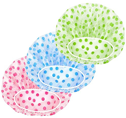 Duschhaube Damen Elastische Duschkappe Wasserdichte Duschhauben Wiederverwendbare Dusche Kappen für Mädchen Frauen Damen Salon(3 Stücke)