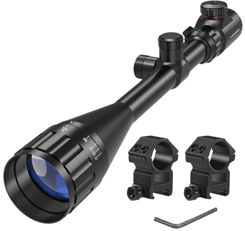 Paike Zielfernrohr 6-24x50mm Rot und grün beleuchtete Optik mit Entfernungsmessabsehen 1 Zoll Rohrvisier