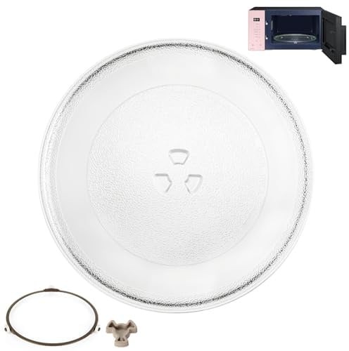 VIDETOL Mikrowellenteller Glas 25,5cm, Universal Drehteller für Mikrowelles, Mikrowelle Teller mit Drehbarer Bügel und Y-Drehtellerspindeln, Glasteller für Mikrowelle Drehteller, Mikrowellen