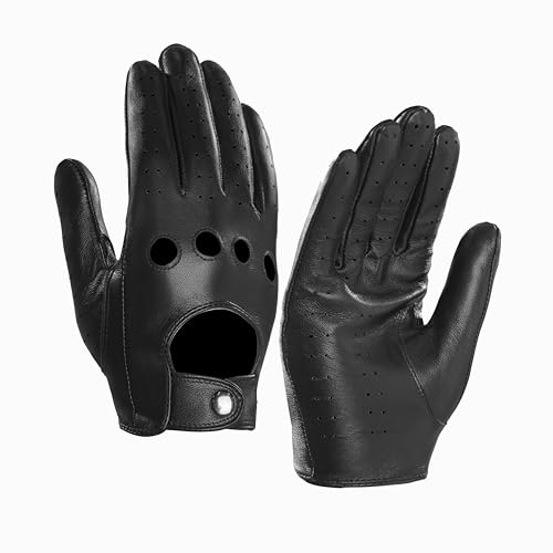 MGGMOKAY Herren Leder Autohandschuhe Touchscreen Lederhandschuhe Ungefüttert