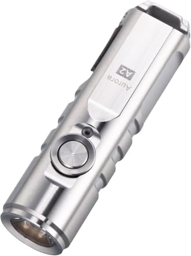 RovyVon A2 G4 LED-Taschenlampe Edelstahl, 650 Lumen, Schlüsselanhänger Taschenlampe wiederaufladbar, IP66 wasserdicht (Silber)
