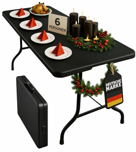 Floordirekt- Buffettisch Tisch klappbar Kunststoff 180x73 cm - Buffettisch mit Tragegriff - Klapptisch für Garten Terrasse und Balkon - Campingtisch 6 Personen (Kyoto)