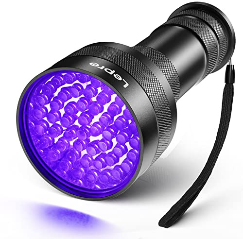 Lepro UV Schwarzlicht Taschenlampe mit 51 LEDs, UV Lampe HD51 Haustiere Urin-Detektor Ultraviolettes Licht mit 395nm für Eingetrocknete Flecken Ihrer Hunde, Katzen und Nagetiere auf Teppichen