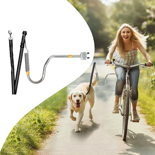 iPetba Hundeleine für Fahrrad – Freihändiges Fahrradbefestigungsseil für Hunde, Stoßdämpfend, Verstellbare Länge