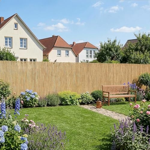 casa.pro Schilfrohrmatte Abbateggio Schilfmatte 140 x 600 cm Balkon Sichtschutz Zaun Schilfzaun Garten Balkonverkleidung Terrasse Gartenzaun Sichtschutzmatte wetterfest
