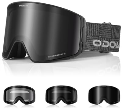 Odoland Skibrille Selbsttönend für Sonnige und Bewölkte Tage, Anti-Nebel Snowboard Brille für Herren Damen, UV-Schutz Ski Goggles, Schneebrille Photochrom
