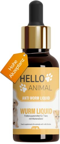 NEU: HelloAnimal® Wurm Liquid vegan - Wurmkur sekundierend | Wurmmittel Alternative für Tiere - natürliches Mittel aus Kräutern für Magen und Darm bei WURMBEFALL - 50 ML