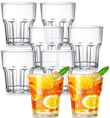 Tebery 8 Stück 250ml Wassergläser aus Kunststoff, Whiskeygläser Cocktailbecher, Acrylglas Trinkbecher, Wiederverwendbare, für zu Hause, Restaurants, Grill