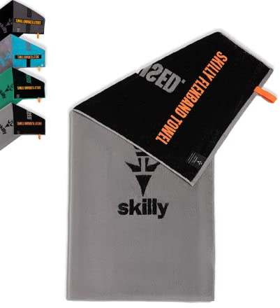 skilly FBT120 Fitness Handtuch I 120x50cm I Designed in Deutschland hergestellt in Portugal I Funktionshandtuch mit Antirutsch- Funktion aus hochwertiger Öko-Tex zertifizierter Baumwolle