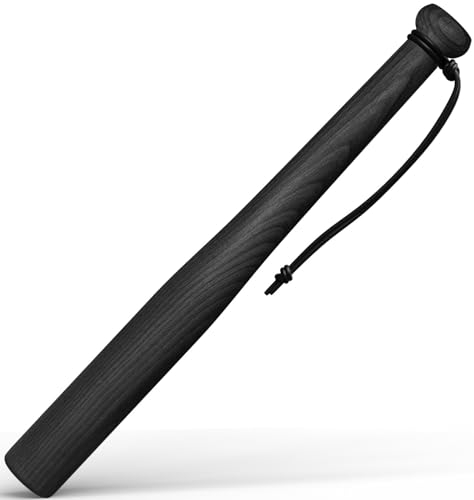 Victorer Baseballschläger aus Holz mit Paracord-Handschlaufe – hergestellt in der EU (46 cm Schwarz)