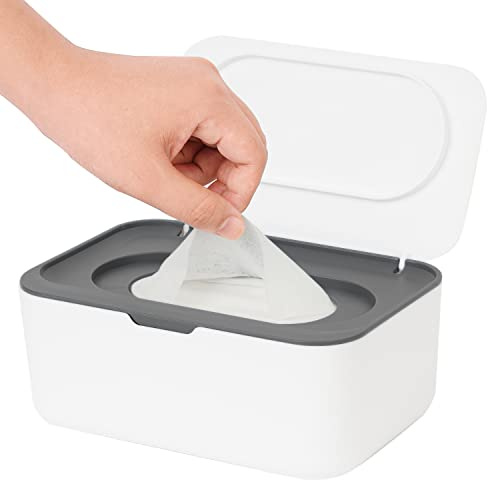 Feuchttücher Box, Seposeve Feuchtuchspender für Baby & Erwachsene, Nachfüllbare Feuchtes Toilettenpapier Box, Hält Tücher Frisch, Einhandbedienung, Grau