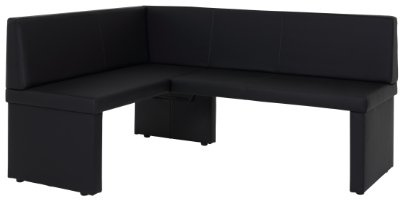 Eckbank Taina REB, Kunstleder Schwarz, Gestell aus Holz, langer Schenkel rechts, 128 x168 x 84cm