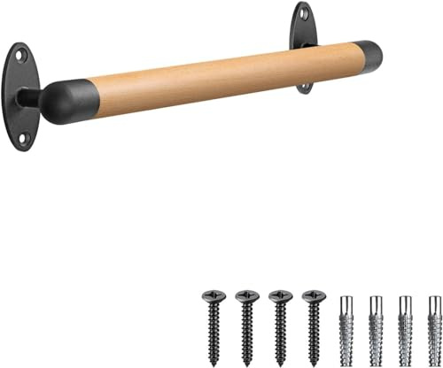 SELEWARE Handlauf Holz Innen Treppenhandlauf - 40.6cm Handläufe Schwarz Holzhandlauf Rund Treppengeländer Barrierefreier Treppenhaus-Haltegriff für ältere Menschen Rutschfester Handläufer