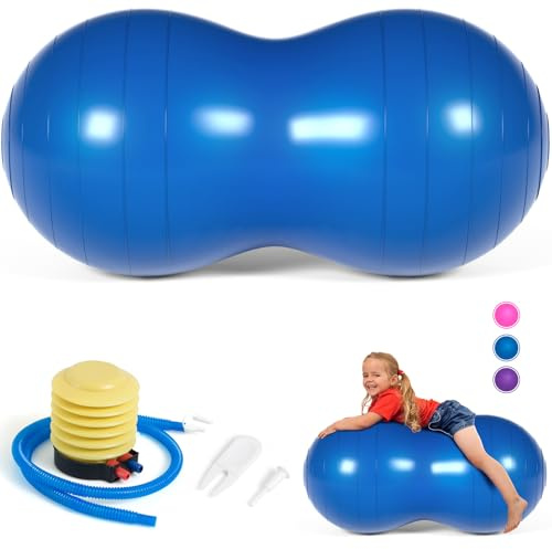 DASKING Erdnuss Gymnastikball Kinder, 90x45cm Anti-Burst Peanut Yoga Ball Mit Luftpumpe, Gym-QualitäT Fitness Erdnussball FüR Geburt Autismus Physio Therapie Sensorisch Hund Kinder Physioball