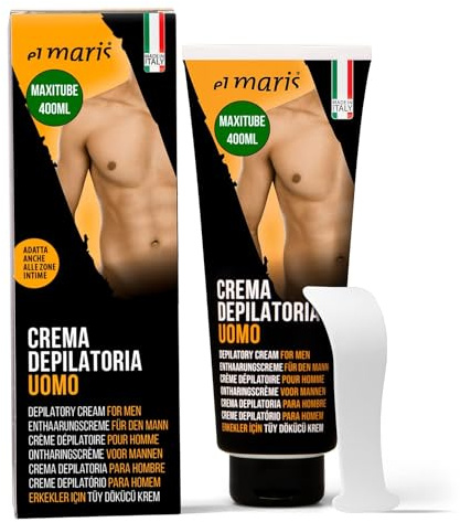 ELMARIS® - Haarentfernung für Männer: für den Intimbereich u. Körper - XXL-Format 400 ml - Ultraschnell, Sicher - Sanft mit Shea Butter und Bisabolol. Enthaarungscreme
