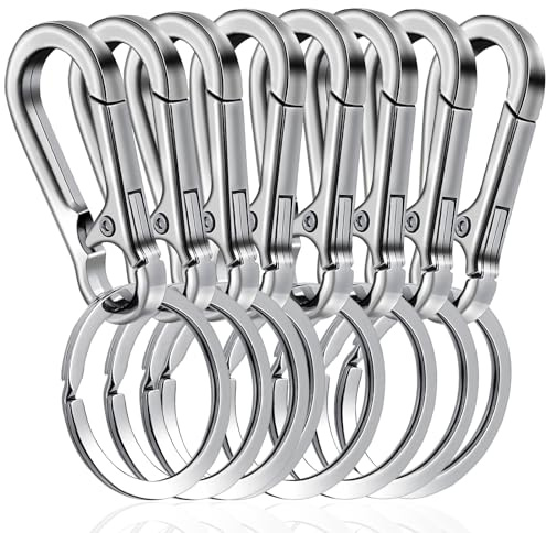 GEEHUA 8 Stück Metall Karabiner Schlüsselanhänger, Robuster Zinklegierung Karabiner Clip, Autoschlüsselhalter, Rostfreie Schlüsselanhänger Clips Karabiner Schlüsselanhänger für Männer und Frauen