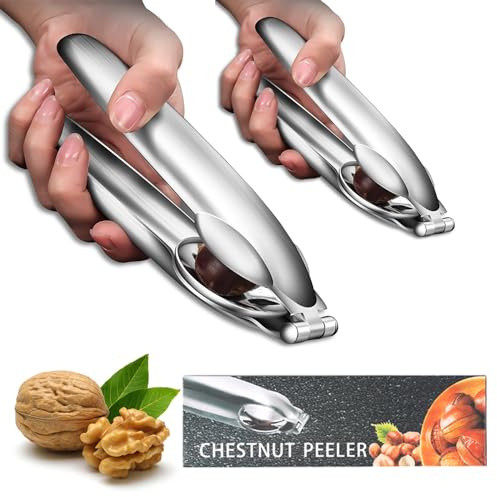 2 Stück Maronen Schneider Edelstahl Kastanien Schneider Maroni Nussknacker Walnüsse Nussknacker Haselnüsse Maronizange Maronenzange Esskastanien Maronenschneider Chestnut Cutter