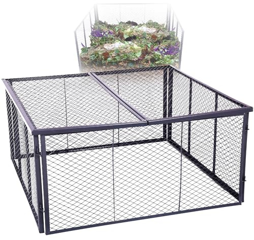 Novatool Garten-Komposter Metall 100x100x50 cm + Deckel oder Boden, mit erweiterbarem Stecksytem, pulverbeschichteter Metallkomposter mit 500 Liter Volumen, Draht Kompost Kompostkiste Rasenkomposter
