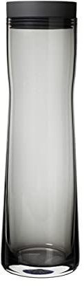blomus -SPLASH- Wasserkaraffe aus Rauchglas, rauch/dunkelgrau,1Liter Fassungsvermögen, Silikon/Edelstahldeckel, einfache Handhabung (H / B / T: 29,5 x 9 x 9 cm, 63807)