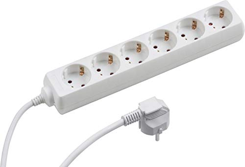 Meister Steckdosenleiste 6-fach – weiß – 5 m Kabel – Tido 6-fach | Kunststoffleitung – IP20 Innenbereich – Steckerleiste – Mehrfachsteckdose – Tischsteckdose – weiße Ausführung
