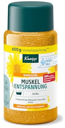 Kneipp Badekristalle Muskel Entspannung - Badezusatz mit wertvollem Extrakt der Arnika - wohltuend, wärmend, entlastend - 600 g