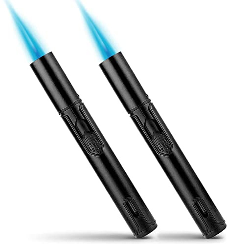 Bbsisgo 2 Stück Sturmfeuerzeug, 15,2cm Gas Nachfüllbar Winddicht Langes Stabfeuerzeug, Jet Feuerzeug für Kerzen, Küche, Camping, Kamin, Geschenke für Männer, Schwarz.(Verkauft ohne Butangas)