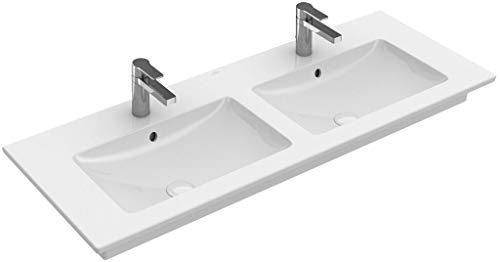 V&B Schrank-Doppelwaschtisch VENTICELLO 4111DL01 1300x500mm, m ÜL Weiss