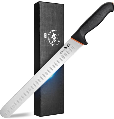 Golden Bird Schinkenmesser Tranchiermesser Scharf, Fleischmesser profi Lachsmesser mit rutschfestem Griff, 30cm Grillmesser Metzgermesser für Schinken, Fleisch und BBQ